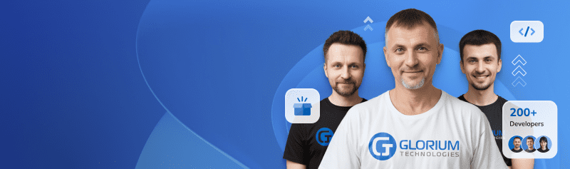 Glorium Technologies development team with 200+ developers